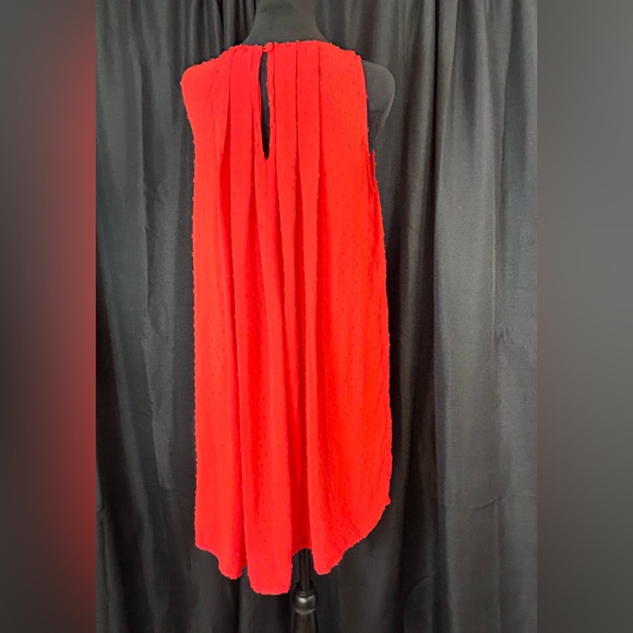 Sam Edelman Pleated Swiss Dot Red Swing Dress Size M b13 - Picture 4 of 8